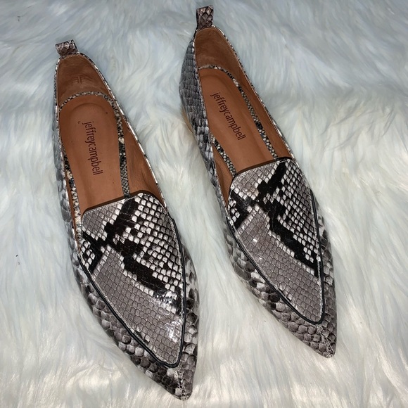 Jeffrey Campbell Viona Black Lizard appointed Toe loafer With Sculpted heel 7 - Picture 2 of 8